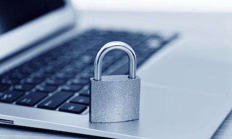 Padlock on laptop Padlock on laptop keyboard