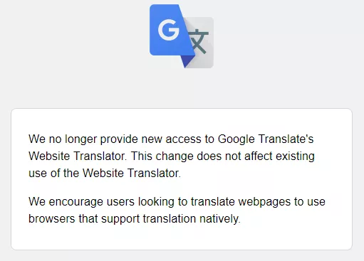 google translate is no longer supported