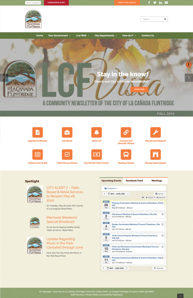 View of LCF Website Homepage