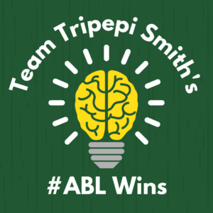 Graphic that includes "Team Tripepi Smith's #ABL Wins" and an image of a lightbulb and brain.