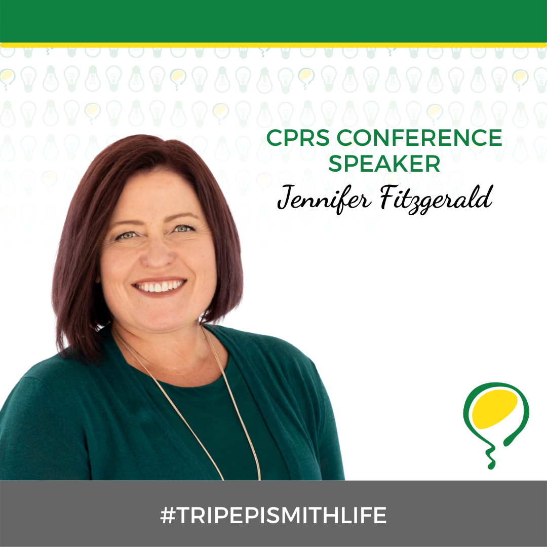 Headshot of Jennifer Fitzgerald and the text "CPRS Conference Speaker: Jennifer Fitzgerald"