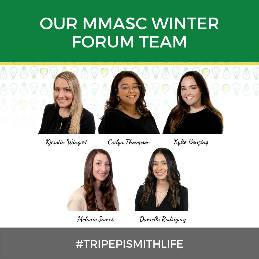 "Our MMASC Winter Forum Team" with headshots of Kjerstin Wingert, Cailyn Thompson, Kylie Benzing, Melanie James and Danielle Rodriguez