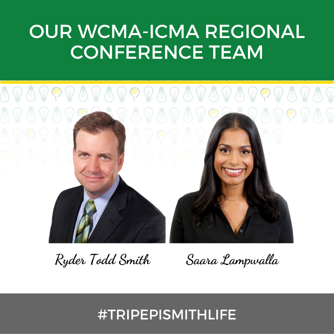 "Our WCMA-ICMA Regional Conference Team" with headshots of Ryder Todd Smith and Saara Lampwalla