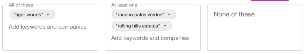 Tiger Woods Meltwater boolean search